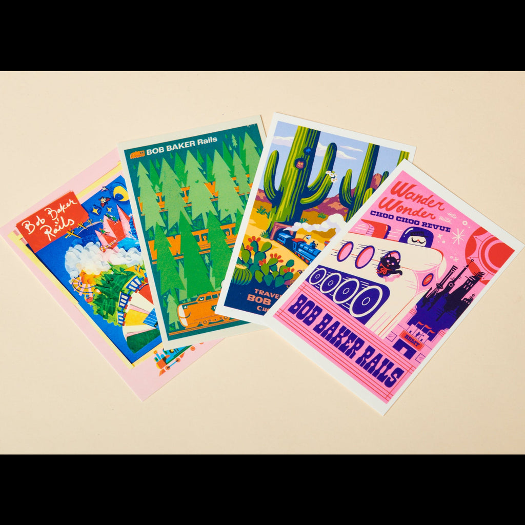 Bob Baker Rails Sticker Postcards