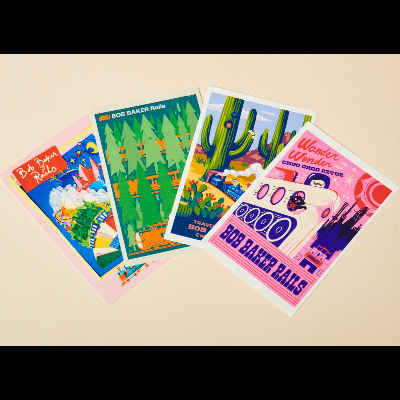 Bob Baker Rails Sticker Postcards