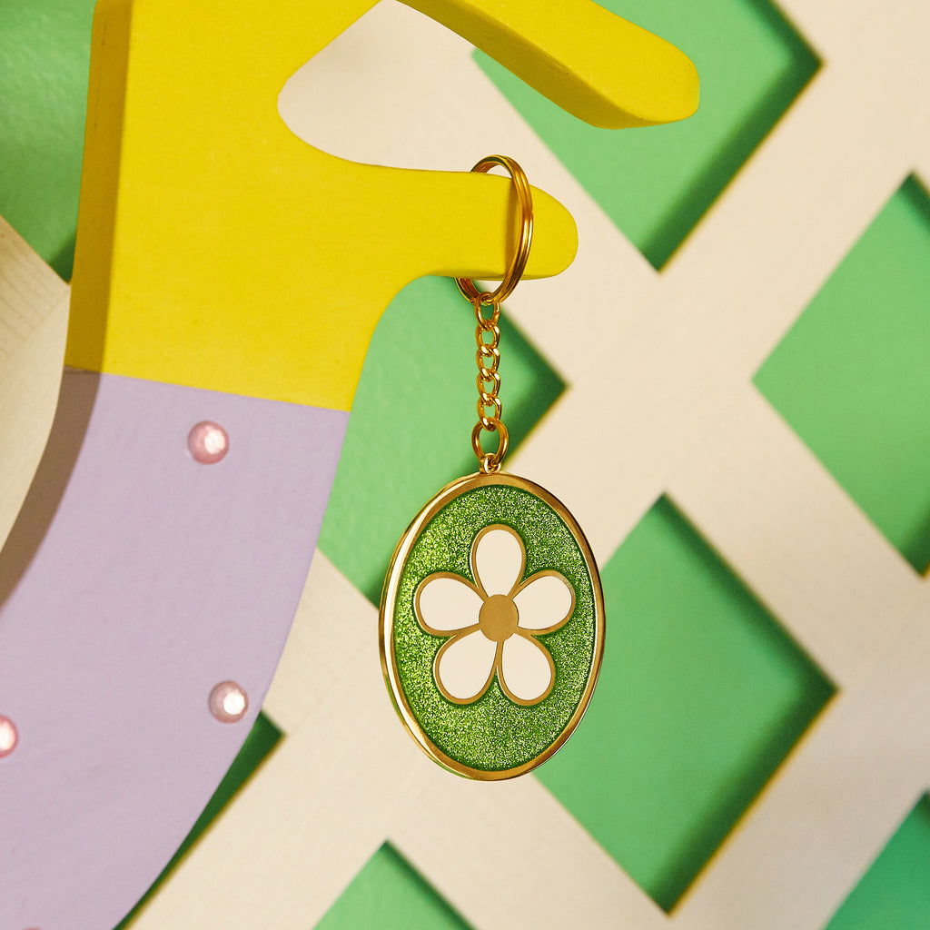 Daisy Enamel Keychain