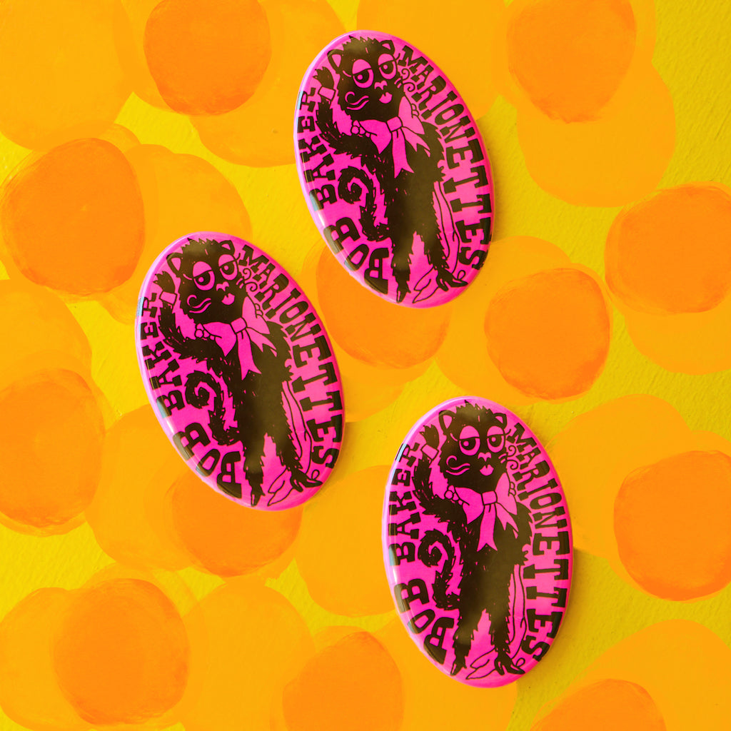 Black Cat Oval Magnet