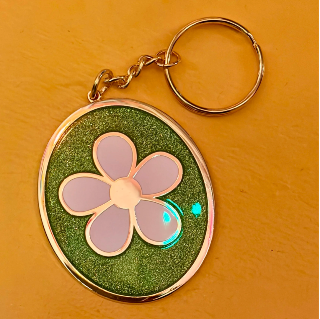 Daisy Enamel Keychain