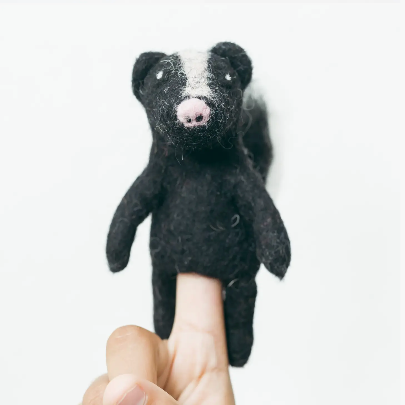 Wool Skunk Finger Puppet